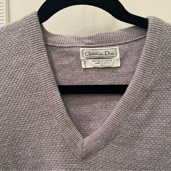 Christian Dior Vintage V-Neck Pull Over Sweater Gray Size L - Picture 2 of 4